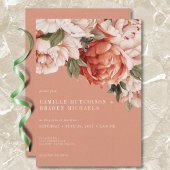 rustieke roest & perzik pioenrozen bruiloft kaart