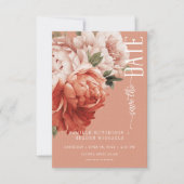 rustieke roest & perzik pioenrozen bruiloft save the date (Voorkant)