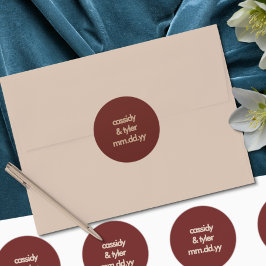 Rustieke roest rood trouw enveloppe zegel sticker