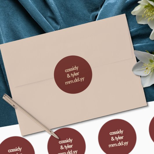 Rustieke roest rood trouw enveloppe zegel sticker