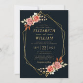 Rustieke romance bloemengeometrische bruiloft uitn kaart (Voorkant)