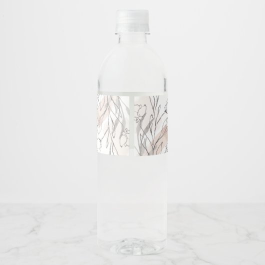 Rustieke Romance bruiloft water flesje label Waterfles Etiket (Achterkant)