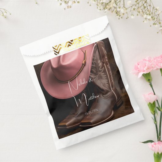 Rustieke Romance: Cowboy Boots & Roos Pet Wedding Bedankzakje (Gezegeld)