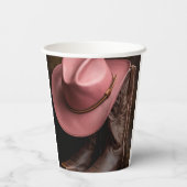 Rustieke Romance: Cowboy Boots & Roos Pet Wedding Papieren Bekers (Achterkant)