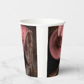 Rustieke Romance: Cowboy Boots & Roos Pet Wedding Papieren Bekers (Rechts)