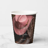 Rustieke Romance: Cowboy Boots & Roos Pet Wedding Papieren Bekers (Voorkant)