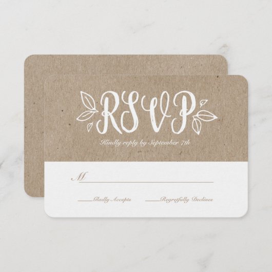Rustieke Romance Faux Kraft Paper RSVP (Voorkant / Achterkant)