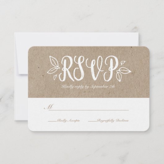Rustieke Romance Faux Kraft Paper RSVP (Voorkant)