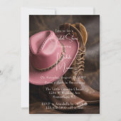 Rustieke Romance: Laarzen & Pet Vrijgezellenfeest Kaart (Voorkant)