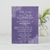 Rustieke Romance Paarse huwelijksuitnodigingen Kaart (Staand voorkant)