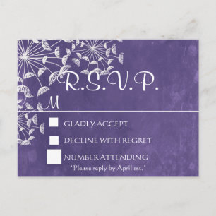 Rustieke Romance Paarse RSVP Briefkaart