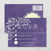 Rustieke Romance Paarse RSVP Briefkaart (Voorkant / Achterkant)