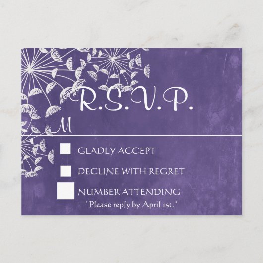 Rustieke Romance Paarse RSVP Briefkaart (Voorkant)