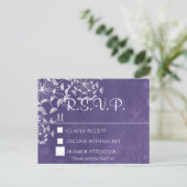 Rustieke Romance Paarse RSVP Briefkaart (Staand voorkant)