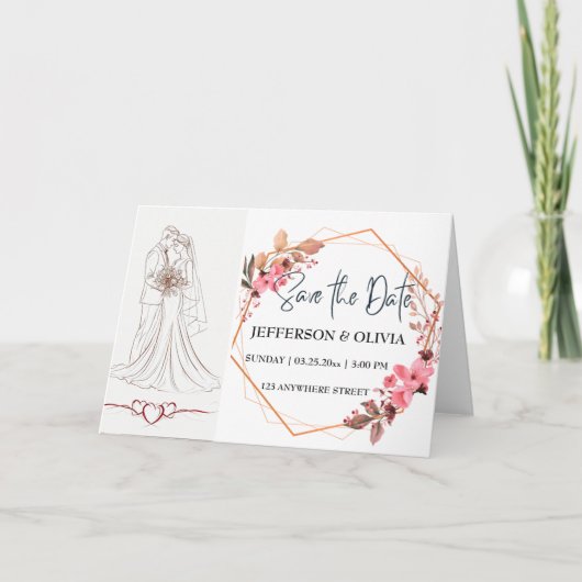 Rustieke Romance Save the Date - Warm  Bloemen (Voorkant)
