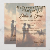 Rustieke Romance: Wild West Bruiloft Kaart (Voorkant / Achterkant)