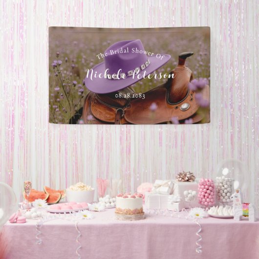 Rustieke Romance: zadel met een Petten Vrijgezelle Spandoek (Feest)