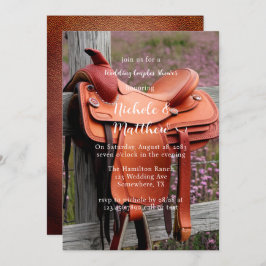 Rustieke Romance: zadel op hek bruidsparen Kaart