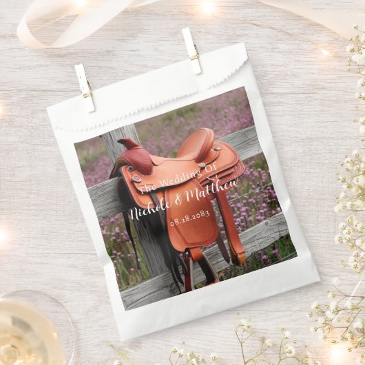 Rustieke Romance: zadel op het hek bruiloft Bedankzakje (Geknipt)