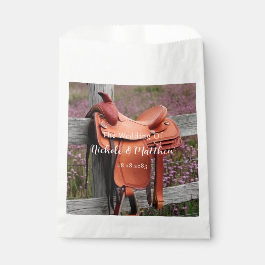 Rustieke Romance: zadel op het hek bruiloft Bedankzakje (Voorkant)