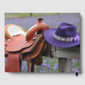 Rustieke Romance: zadel op het hek bruiloft Gastenboek (Achterkant)