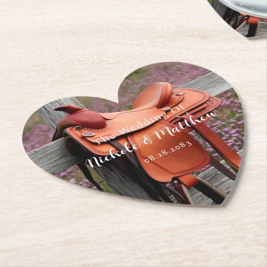 Rustieke Romance: zadel op het hek bruiloft Kartonnen Onderzetters (Gekanteld)