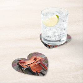 Rustieke Romance: zadel op het hek bruiloft Kartonnen Onderzetters