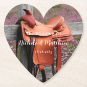 Rustieke Romance: zadel op het hek bruiloft Kartonnen Onderzetters (Voorkant)