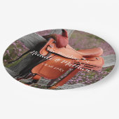 Rustieke Romance: zadel op het hek bruiloft Papieren Bordje (Gekanteld)