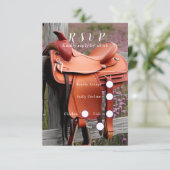 Rustieke Romance: zadel op het hek RSVP Kaartje (Staand voorkant)
