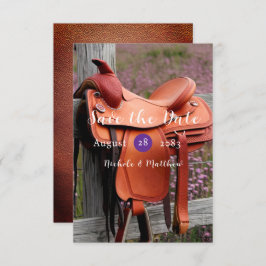 Rustieke Romance: zadel op het hek Save The Date