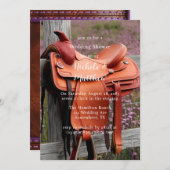 Rustieke Romance: zadel op het hek Trouwdouche Kaart (Voorkant / Achterkant)