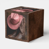 Rustieke Romantiek: Cowboylaarzen & Roze Hoed Bedankdoosjes (Achterkant)