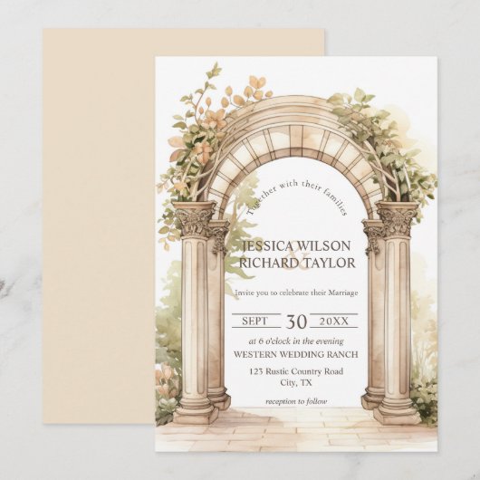 Rustieke Romantische Beige Arch Ranch Boerderij Ba Kaart (Voorkant / Achterkant)