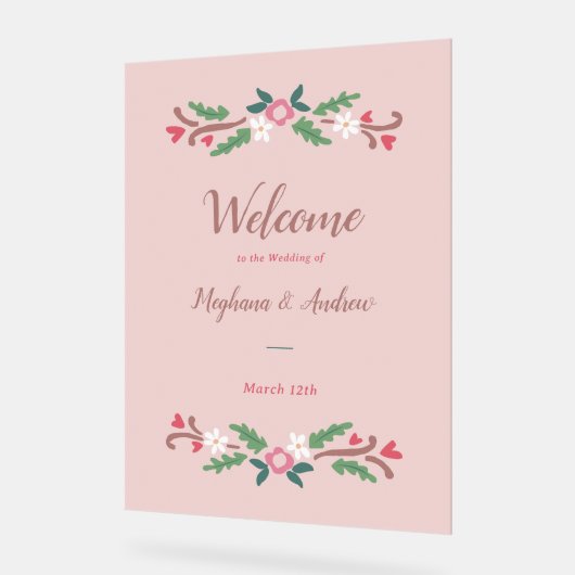 Rustieke romantische bloemenbos acryl bord (Hoek)