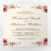  rustieke romantische bloemenfoto bruiloft drieluik uitnodiging (Binnenzijde eerst)