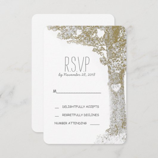 Rustieke romantische boom bruiloft RSVP kaarten (Voorkant / Achterkant)