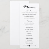 Rustieke romantische bruiloft menu met hart en pij (Voorkant / Achterkant)