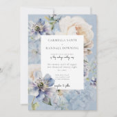 Rustieke Romantische Dusty Blue & White Floral Kaart (Voorkant)