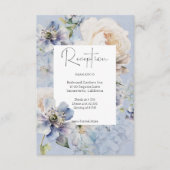 Rustieke Romantische Dusty Blue White Floral Recep Informatiekaartje (Voorkant)