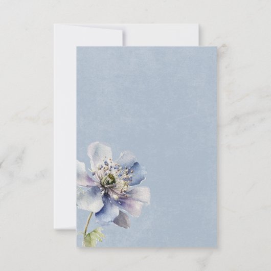 Rustieke Romantische Dusty Blue & White Floral Save The Date (Achterkant)