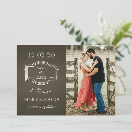 Rustieke Romantische Foto Save the Date (Staand voorkant)