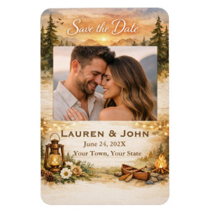 Rustieke Romantische Foto Save The Date Trouwmagne Magneet