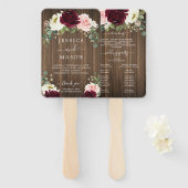 Rustieke Romantische Groene Huwelijksprogramma-waa Handwaaier (Voorkant en achterkant)