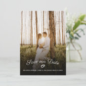 Rustieke Romantische Hartjes Trouwdatum Foto Kaart (Staand voorkant)