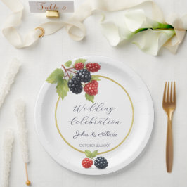 Rustieke Romantische Herfst Berry Wedding Foto Ter Papieren Bordje