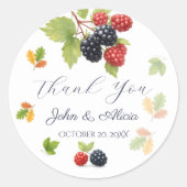 Rustieke Romantische Herfst Berry Wedding Foto Ter Ronde Sticker (Voorkant)
