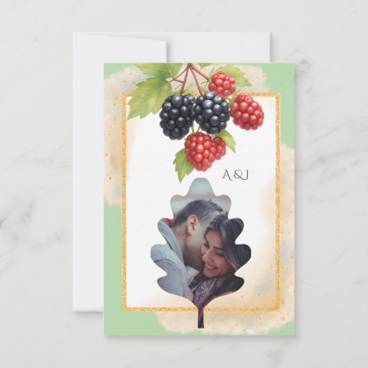 Rustieke Romantische Herfst Berry Wedding Foto Ter RSVP Kaartje (Achterkant)