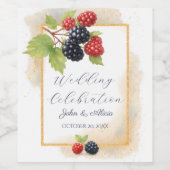 Rustieke Romantische Herfst Berry Wedding Foto Ter Wijn Etiket (Enkel label)