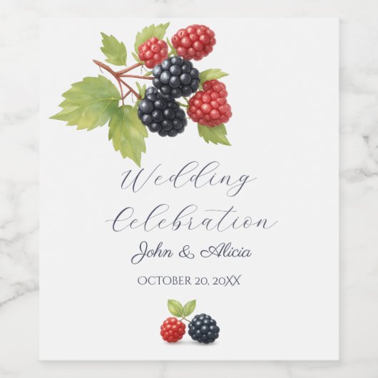 Rustieke Romantische Herfst Berry Wedding Foto Ter Wijn Etiket (Enkel label)